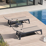 PURPLE LEAF Outdoor Aluminum Chaise Lounge with Wheels and Side Table for Outdoor Backyard Poolside
