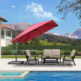 PURPLE LEAF Patio Cantilever Umbrella with Aluminum Offset Hanging for Pool Garden Deck