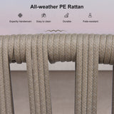 PURPLE LEAF Outdoor Bar Stools Set of 2 for Overweight Wicker Rattan Patio Barstools Woven Modern Bar Chairs with Backrest and Cushions for Garden Outside