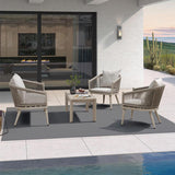 PURPLE LEAF Liviah 4-Piece Patio Conversation Set with Wicker Chairs and Cushions Sofa for Garden