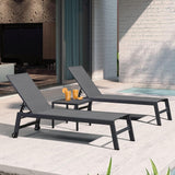 PURPLE LEAF Patio Chaise Lounge Textilene Pool with Wheels Sunbathing Chair for Outdoor, Beach, Yard, Side Table Included