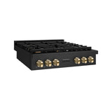 ZLINE 30" Paramount Gas Rangetop Black Stainless Steel Polished Gold SRTBZ-30-G
