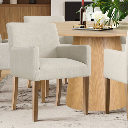 Orchid & North 52" Solid Oak Round Dining Table Set for 6 (7-Piece)