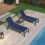PURPLE LEAF Outdoor Aluminum Chaise Lounge with Wheels and Side Table for Outdoor Backyard Poolside