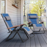 PURPLE LEAF Outdoor Reclining Chair Patio Zero Gravity Chaise Lounge Folding Chair with Quilted Cushion Adjustable Headrest for Lawn Camping Beach Pool