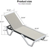 PURPLE LEAF Patio Chaise Lounge Plastic Pool Outdoor Lounge Chair with Aluminum Frame Stackable Patio Tanning Chairs for Poolside Sunbathing Beach Deck Yard