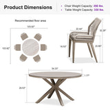PURPLE LEAF Round Outdoor Dining Set Patio Aluminum Dining Set Round Table and Wicker Chairs with Sunbrella Cushions for Kitchen Deck