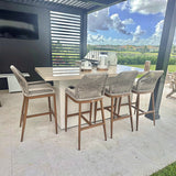 PURPLE LEAF Outdoor Bar Stools Wicker Rattan Bar Stools with Back Aluminum Outside Garden Patio Bar Chairs