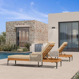 PURPLE LEAF Outdoor Chaise Lounge Patio Lounge Chair Recliner with Side Table and Cushion for Poolside Balcony Backyard
