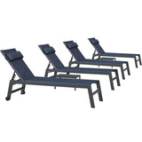 PURPLE LEAF Outdoor Lounge Chair Patio Chaise Pool Lounger Aluminum Frame with Side Table and Wheels for Outside Sunbathing Tanning Recliner Including Pillows