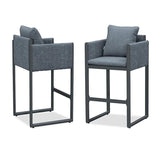PURPLE LEAF Sanori Outdoor Bar Stools Set of 2 Modern Olefin Weaving Bar Chairs with Backrest Pillow for Patio, Poolside or Indoor