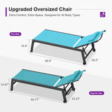 PURPLE LEAF Outdoor Lounge Chair Patio Chaise Pool Lounger Aluminum Frame with Side Table and Wheels for Outside Sunbathing Tanning Recliner Including Pillows