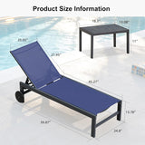 PURPLE LEAF Outdoor Chaise Lounge with Wheels Patio Lounge Chair Recliner