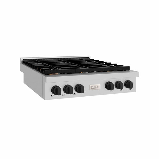ZLINE 36" Paramount Gas Rangetop Stainless Steel Matte Black SRTZ-36-MB