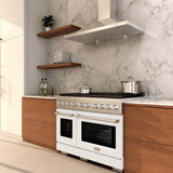 ZLINE 48 In. Gas Range, Stainless Steel, White Matte, SGR-WM-48