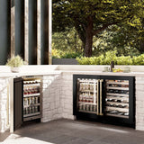 ZLINE 24" Touchstone 151 Can Beverage Fridge Black Stainless Steel Glass Door Champagne Bronze Handle RBSOZ-BS-24-CB