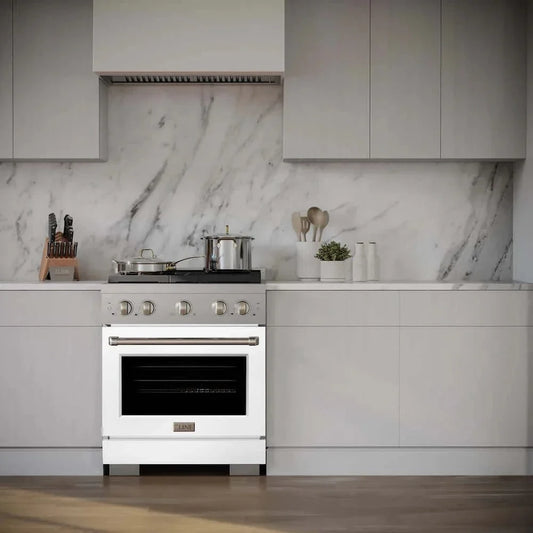 ZLINE 30 In. Gas Range, Stainless Steel, White Matte, SGR-WM-30