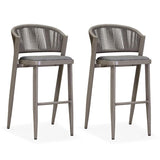 PURPLE LEAF Bar Stool Rattan Bar Stools Counter Stools with Back Metal Bar Height Stool Outdoor Bar Chair for Garden Kitchen