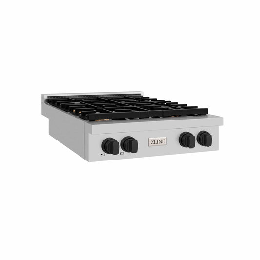 ZLINE 30" Paramount Gas Rangetop Stainless Steel Matte Black SRTZ-30-MB