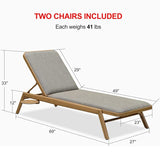 PURPLE LEAF Patio Chaise Lounge with Cushion Aluminum Tanning Chair Lounge Adjustable Reclining Set