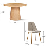 Dwen & Oslo 46" Round Dining Table Set for 4 (5-Piece)