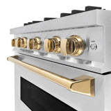 ZLINE 30" Dual Fuel Range, Gas Cooktop, Electric Convection Oven Stainless Steel, Gold CDRZ-30-G