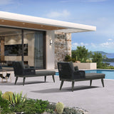 PURPLE LEAF Patio Chaise Lounge Chair, Aluminum Pool Lounge Chairs for Outdoor with 2 Cushions for Deck, Pool, Lawn, Garden, Courtyard, Porch, Teak