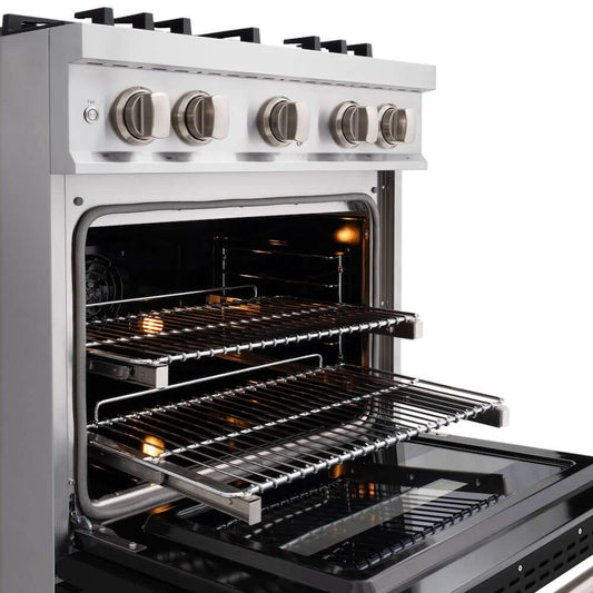 ZLINE 30" Select Dual Fuel Range Gas Cooktop Electric Convection Oven Stainless Steel Black Matte Door HDR-BLM-30