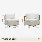 PURPLE LEAF Griffin U-shaped Patio Conversation Set White with Cushion Pillows Ottoman and Premium Leather for Gathering Entertaining
