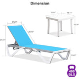 PURPLE LEAF Patio Chaise Lounge Chair Outdoor Plastic Textilene Sun Bathing Recliner Tanning Pool Lounger with 6 Adjustable Position for Outside Beach in-Pool Lawn Poolside
