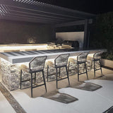 PURPLE LEAF Outdoor Bar Stool Set of 6, Wicker Chairs Bar Chairs with Cushion, All-Weather Patio Furniture kitchen stools