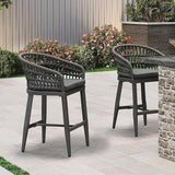 PURPLE LEAF Outdoor Bar Stools Counter Stools Rattan Bar Stools Chair with Backrest for Indoor or Outdoor, Kitchen lsland