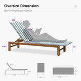 PURPLE LEAF Outdoor Teak Chaise Lounge Chair, Wood Grain Aluminum Outdoor Pool Lounge Chairs with Adjustable Backrest, Breathable Recliner for Patio, Poolside, Garden