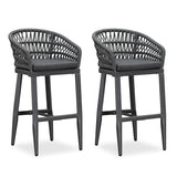 PURPLE LEAF Outdoor Bar Stools Counter Stools Rattan Bar Stools Chair with Backrest for Indoor or Outdoor, Kitchen lsland
