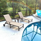 PURPLE LEAF Outdoor Chaise Lounge Patio Pool Lounger Aluminum Chairs with Side Table Adjustable Tanning Recliner for Outside Yard Deck Lawn Garden Beach
