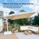PURPLE LEAF Morden White Outdoor Umbrella Premium Aluminum Patio Cantilever Pool Sun Umbrellas