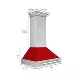 ZLINE 36" Autograph Stainless Red Matt Wall Range Hood 8654STX-RM-36