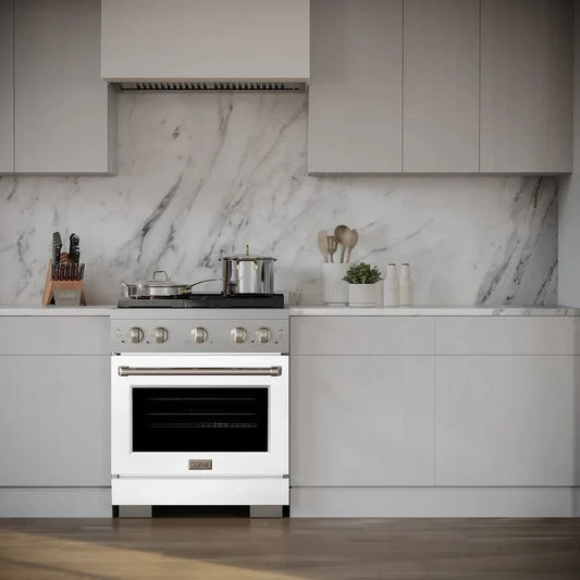 ZLINE 30"Paramount Dual Fuel Range Stainless Steel, White Matte, SDR-WM-30