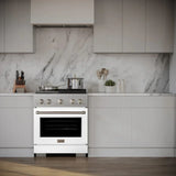 ZLINE 30"Paramount Dual Fuel Range Stainless Steel, White Matte, SDR-WM-30