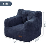 MAXYOYO Kids Sherpa Bean Bag Chair, Teddy Lazy Sofa for Girls and Boys, Navy