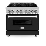 ZLINE 36" Bundle Range RA-BLM-36 &  Wall Range Hood KB-36, 2KP-RABLMRH36