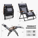 PURPLE LEAF Outdoor Reclining Chair Patio Zero Gravity Chaise Lounge Folding Chair with Quilted Cushion Adjustable Headrest for Lawn Camping Beach Pool