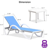 PURPLE LEAF Patio Chaise Lounge Chair Outdoor Plastic Textilene Sun Bathing Recliner Tanning Pool Lounger with 6 Adjustable Position for Outside Beach in-Pool Lawn Poolside