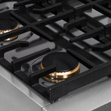 ZLINE 30" Paramount Gas Rangetop DuraSnow® Stainless Steel Brass Burners SRTS-BR-30