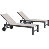 PURPLE LEAF Outdoor Chaise Lounge with Wheels Patio Lounge Chair Recliner