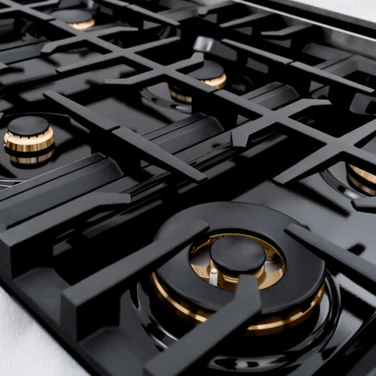 ZLINE 36" Dual Fuel Range, Gas Cooktop, Electric Convection Oven DuraSnow® Stainless Steel, Matte Black CDRSZ-36-MB