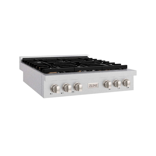 ZLINE 36" Paramount Gas Rangetop DuraSnow® Stainless Steel Brass Burners SRTS-BR-36