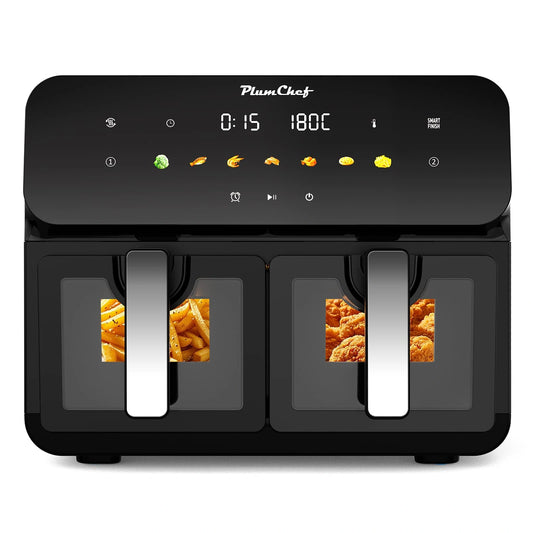 10QT Dual Air Fryer, Double Basket Air Fryer with 2×5QT Baskets, Digital Touchscreen Control, Easy-View Window, SyncCook Function, Cook 2 Dishes at Once for Family of 4-6, 1700W