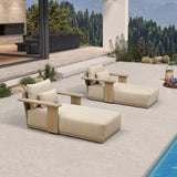 PURPLE LEAF Chaise Lounge Chair Modern Upholstered Outdoor Daybed with Armrest and Lumbar Pillow for Patio Poolside Sunbathing Deck