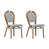 PURPLE LEAF Patio Dining Chair Set of 2 French Aluminium Frame Chairs with Rattan for Indoor Kitchen Deck Bistros Cafe Restaurant